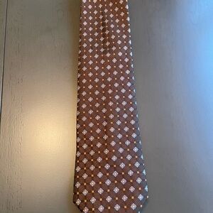 Jos. A. Bank 100% Silk Brown and White Geometric Tie